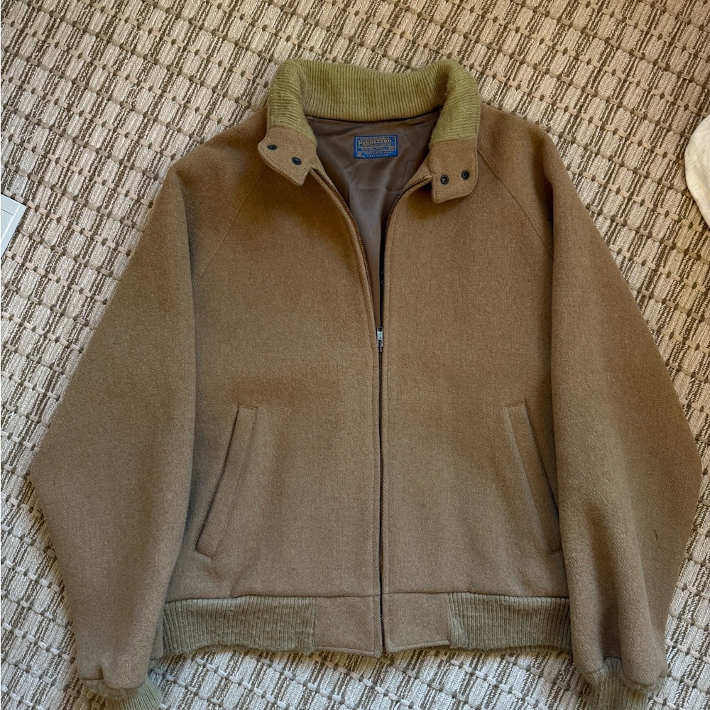 Vintage Pendleton Campus Jacket Tan Wool RARE - Size M